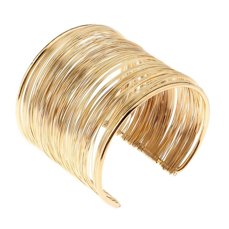 Bohemian Alloy Metal Thin Thread Wire Open Bangle Wide Bracelet Jewelry