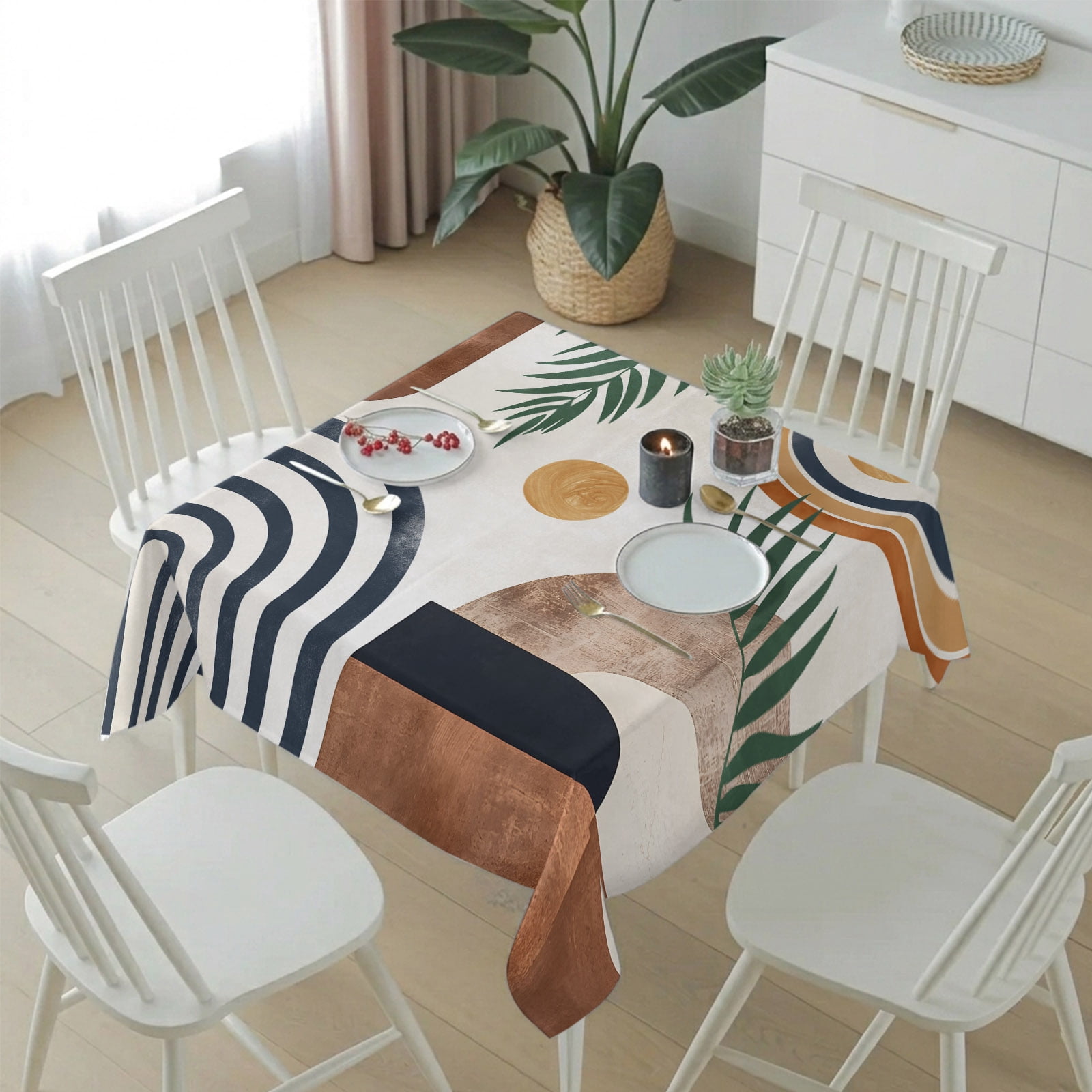 Bohemian Arch Sun Abstract Geometric Table Cloth 54x54in, Waterproof ...