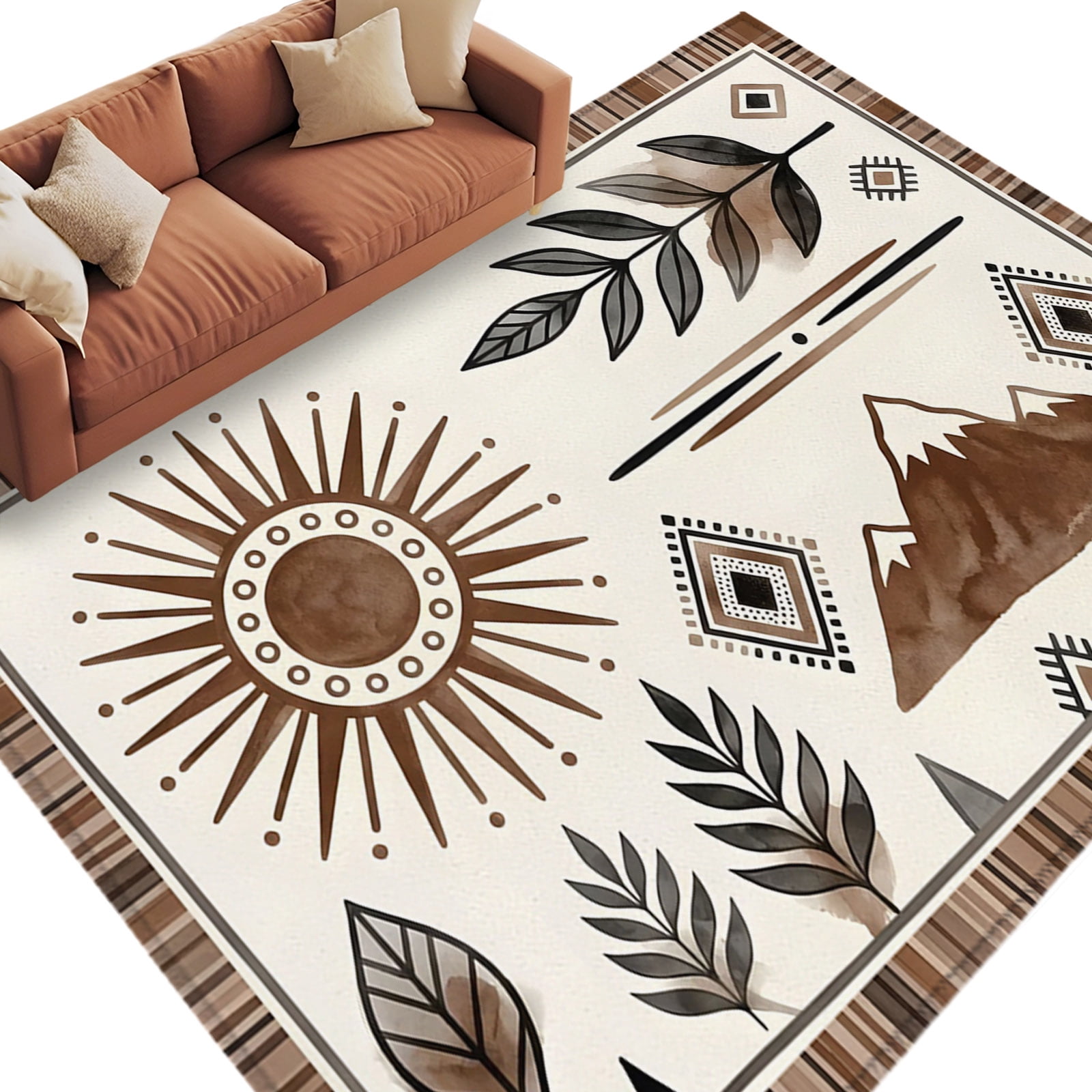 Bohemian Area Rug 8x10 Washable Rug Non Slip Mountain Peak Southwest ...