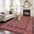 thumbnail image 1 of Bohemian Area Rugs 5x7 ft Dark Red Vintage Flowers Texture Traditional Ethnic Washable Rug Non Slip Indoor Carpet Absorbent Floor Mat for Living Room Bedroom Dining Room, 1 of 9