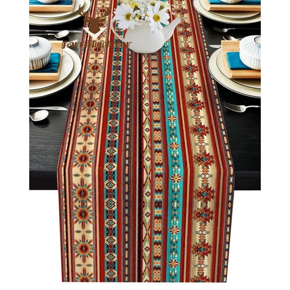 Bohemian Art Geometric Graphics Table Runner Home Wedding Table Flag Mat Centerpieces Decoration Party Dining Long Tablecloth
