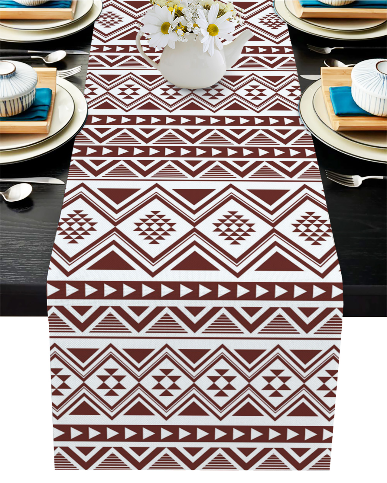 Bohemian Art Geometric Graphics Table Runner Wedding Table r Party ...