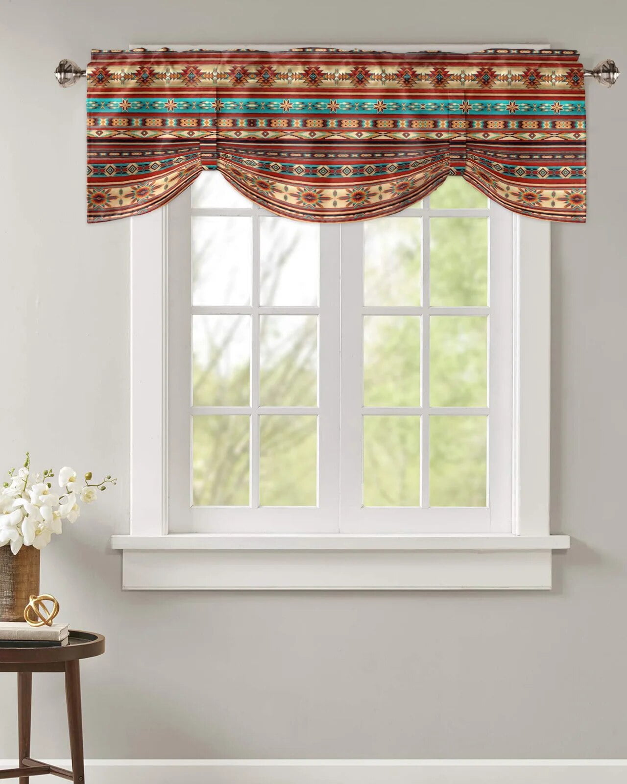 Bohemian Art Geometric Graphics Window Valance Curtain Kitchen Cafe ...