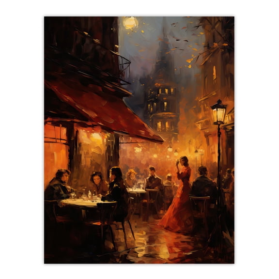 Bohemian Artists At Bar Oil Painting 19th Century Paris Atmospheric Night Life La Boheme Opera Scene Large Wall Art Poster Print Thick Paper 18X24 Inch