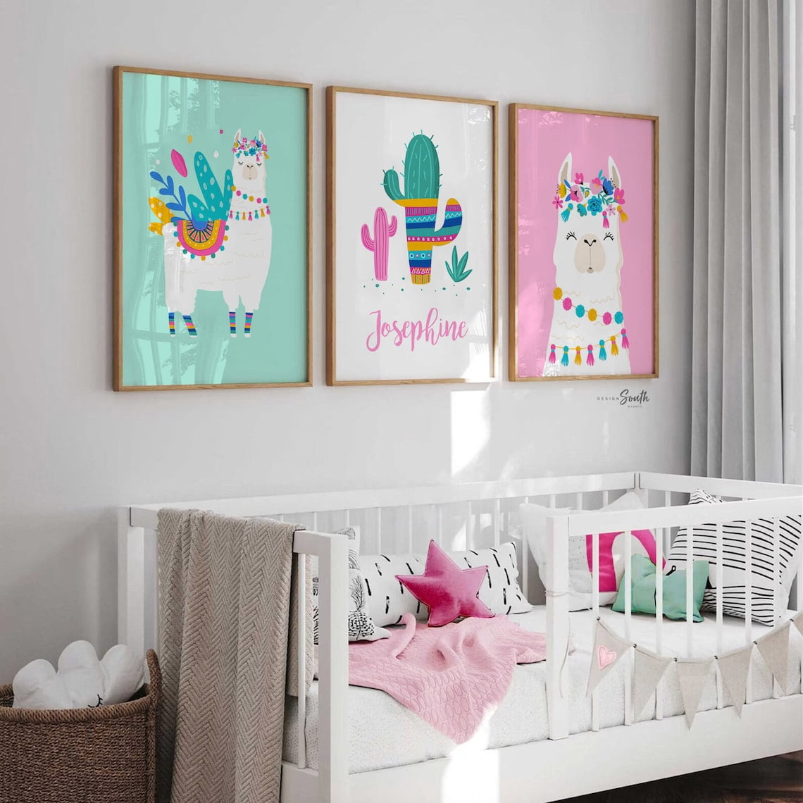 Bohemian Aztec Llama Wall Art Prints, Girls Nursery Animal Gallery ...