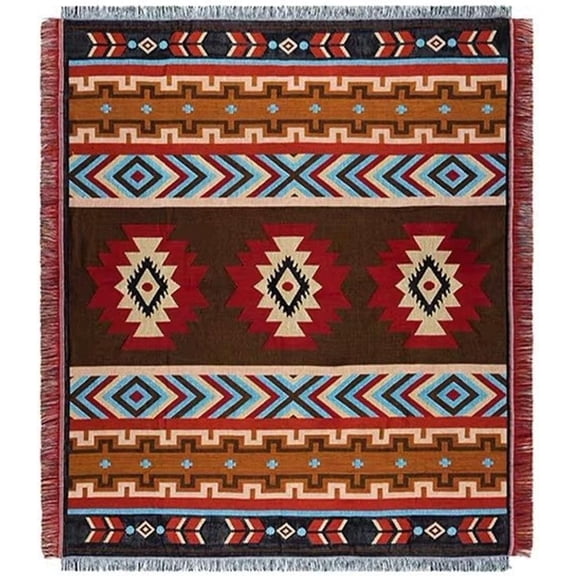 Bohemian Aztec Tablecloth, Cotton Linen Rectangular/Square Table Cover with Tassels, Rustic Southwestern Style for Dining & Home Decor