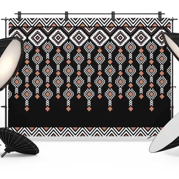 Bohemian Backdrop for Photography, Vintage Western Ethnic Tribal Aztec Diamonds Photo Backdrop Portrait Background Party Banner Photo Backgrounds for Studio Booth Props, 10x8ft