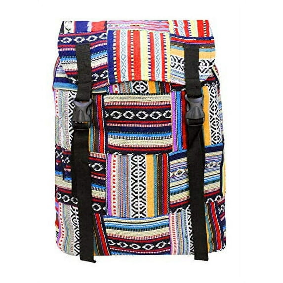 Bohemian Backpack - Boho Backpack Purse - Large Baja Backpack Hippie Backpack for Women Men Baja Multicolor
