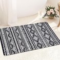 thumbnail image 1 of Bohemian Bath Mat Soft Boho Bathroom Mat Non-Slip Quick Dry Bath Rugs Thin Washable Shower Floor Mats with Super Water Absorbent Layer & Rubber Backing, 20"x32", Black & White, 1 of 6