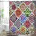 thumbnail image 1 of Bohemian Bathroom Curtain Colorful Boho Floral Print Beautiful Bright Polyester Fabric Cloth Shower Curtain for Bathroom Decoration, 72"x72" (Tape N), 1 of 6