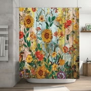 Bohemian Bathroom Curtain, Colorful Boho Floral Print Beautiful Bright Polyester Fabric Shower Curtain for Bathroom Decoration,70.8" x 70.8"