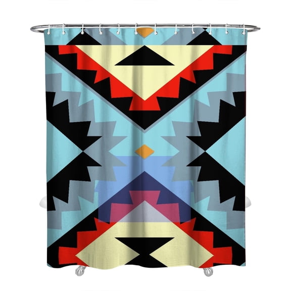 Bohemian Bathroom Shower Curtain, Vintage Ethnic Waterproof Fabric Curtain with Boho Chic Artistic Patterns, Rustic Nordic Style for Home, RV, Airbnb, 72x84 in with Hooks