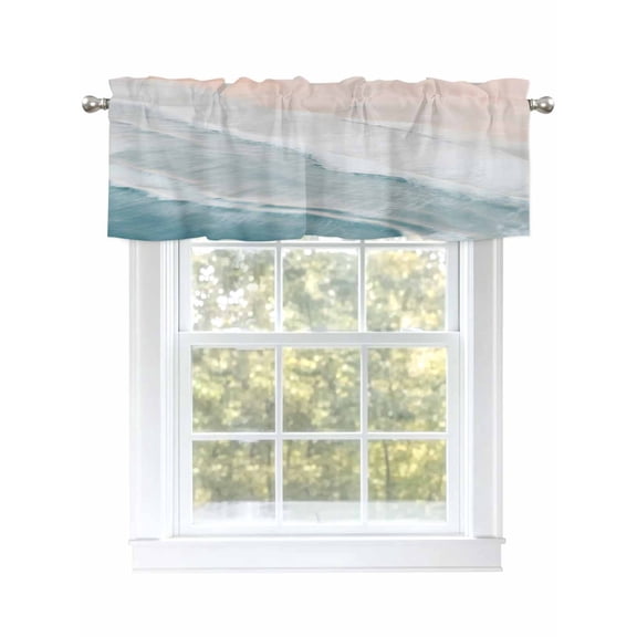 Bohemian Beach Waves Valances for Windows, Rod Pocket Kitchen Valance Curtains - Soft & Washable Small Window Treatment for Living Room,&nbsp;Bathroom, Ocean Spray Summer , 42x12 Inch, 1 Panel