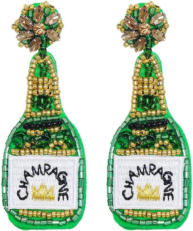 Bohemian Beaded Champange Wine Bottle Drop Dangle Earrings Crystal ...
