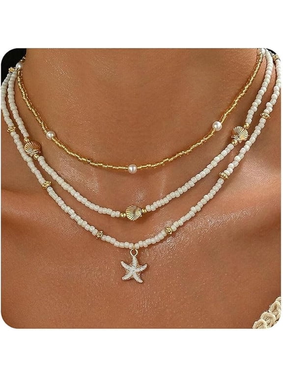 Bohemian Beaded Choker Adjustable Seashell Surfer Beach Choker Hawaiian Puka Necklace for Women