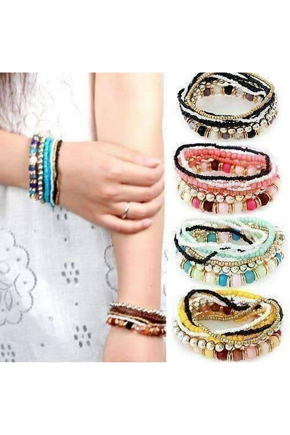 Multi Layered Stretch Bracelet for Woman or Teen Vibrant Colors Casual