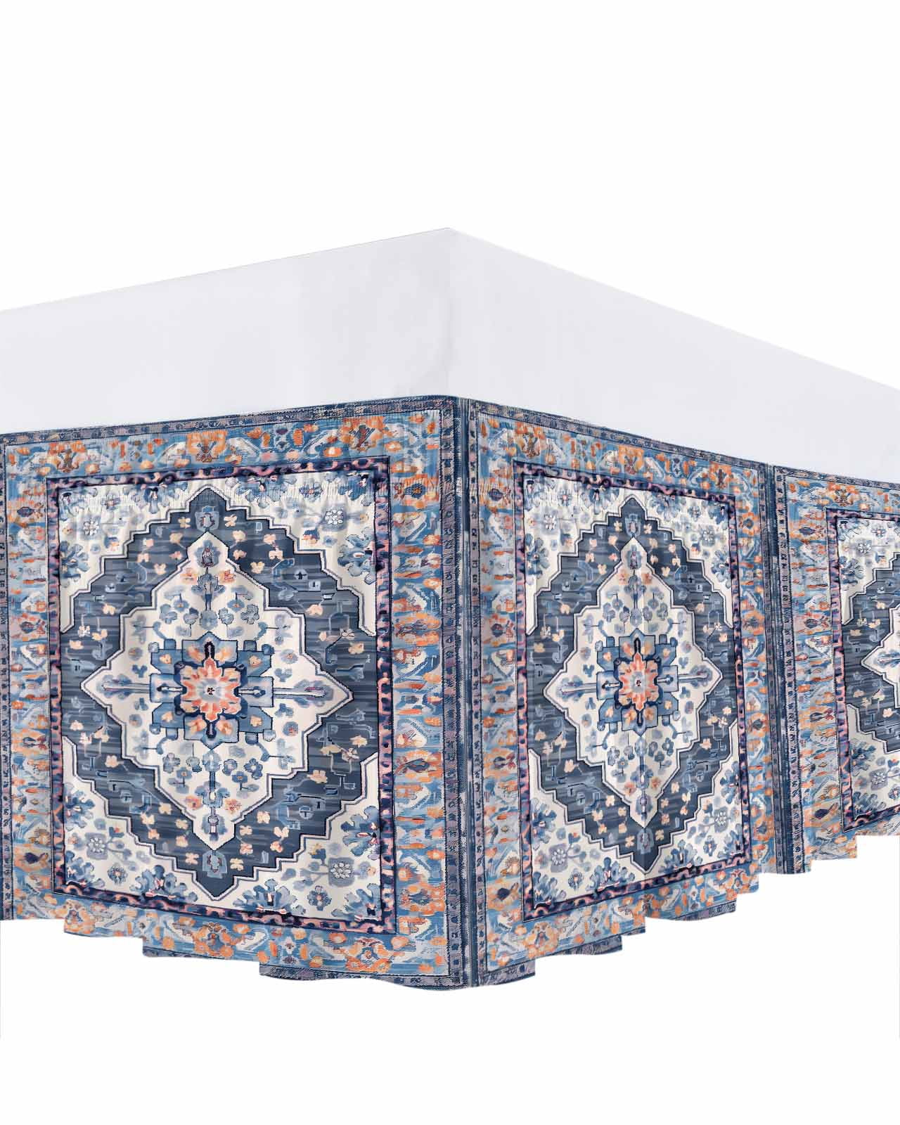 Bohemian Bed Skirt Queen Size 16" Drop Vintage Tribal Boho Floral ...