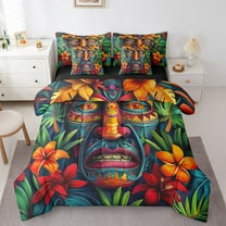 Bohemian Bedding Set 7 Pieces Tribal Hippie Twin Comforter Set,Exotic Boho Flower Bed In A Bag Watercolor Plant Bed Set