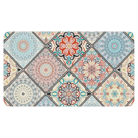 Bohemian Beige Geometric Diamond Pattern Design (4) Door Mat 30 X 17 Inch Welcome Doormat Indoor Outdoor Entrance Floor Mat Non Slip Spring Summer Decor Rubber Mats