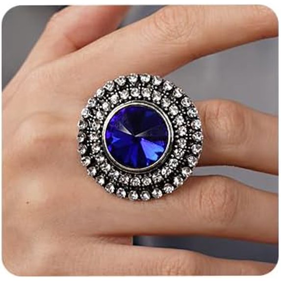 Bohemian Big Round Crystal Statement Ring for Women
