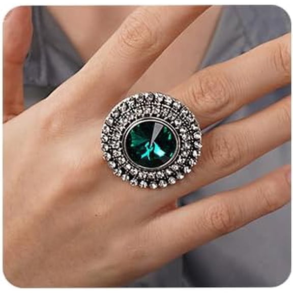 Bohemian Big Round Crystal Statement Ring for Women