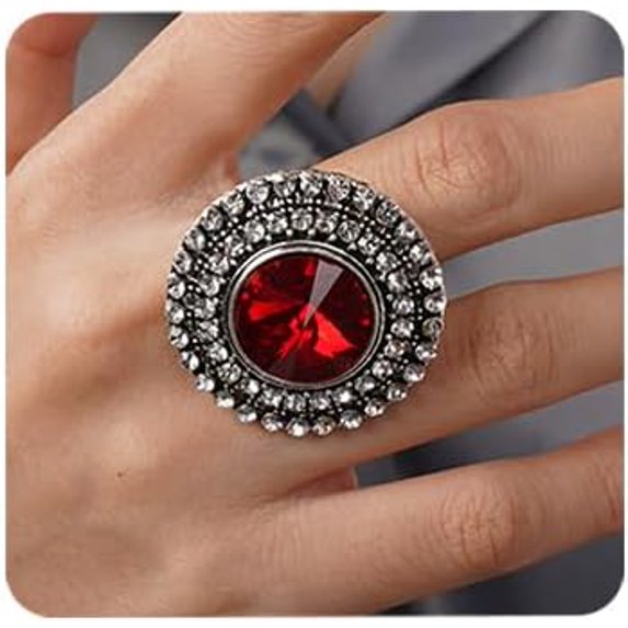 Bohemian Big Round Crystal Statement Ring for Women