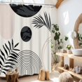 thumbnail image 1 of Bohemian Black Leaves Shower Curtain - 72x72in Mid Century Modern Abstract Minimalist Fabric Bath Curtain Unique Decor with Hooks Stylish Bathroom Accent, 1 of 6