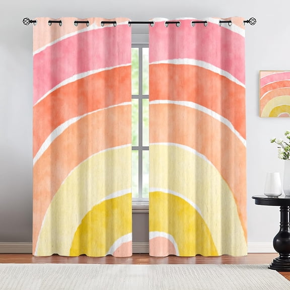Bohemian Blackout Curtains, Abstract Rainbow Pattern Window Curtains for Bedroom Living Room Kitchen, Thermal Insulated Grommet Drapes 26"W x 45"L (2 Pack)