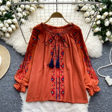 Bohemian Blouse for Women 2024 Floral Embroidered Tassel Blusas De Mujer Vocation Ethnic Style Loose Camisas Spring Dropshipping