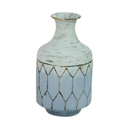 Bohemian Blue Distressed Metal Table Vase Bohemian Blue Distressed Metal Table Vase
