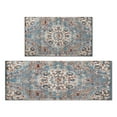 thumbnail image 1 of Bohemian Blue Ethnic Vintage Carpet Kitchen Rugs and Mats Sets Of 2,Kitchen Decoration Rugs,Rubber Backing Non-Slip Floor Mat for Sink Washable Waterproof Laundry Room Runner Rugs, 1 of 7
