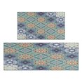 thumbnail image 1 of Bohemian Blue Geometric Design Rugs and Mats Non Skid Washable Absorbent Microfiber Soft Kitchen Mat for Floor Set Of 2 Decor Stain Resistant 17"x47"+17"x30", 1 of 7