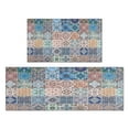 thumbnail image 1 of Bohemian Blue Geometric Design Rugs and Mats Non Skid Washable Absorbent Microfiber Soft Kitchen Mat for Floor Set Of 2 Decor Stain Resistant 17"x47"+17"x30", 1 of 7
