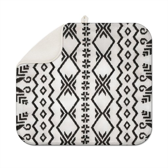 Bohemian Boho Kitchen Drying Mat - Super Absorbent Microfiber Dish Drying Pad with Boho Theme - Foldable Heat Resistant Countertop Mat for Dishes 18"x16"