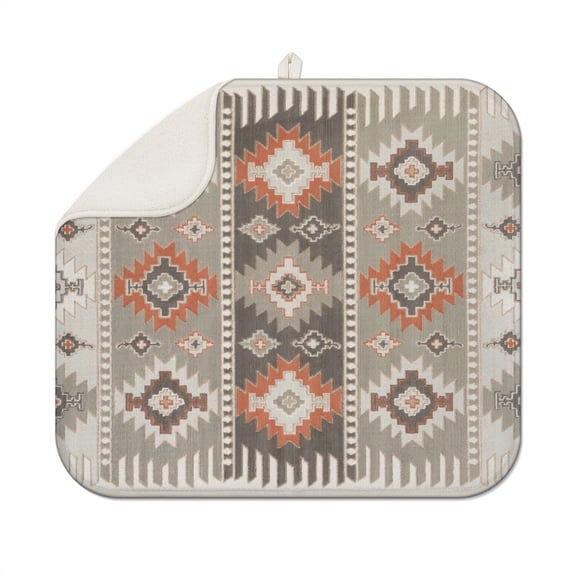 Bohemian Boho Kitchen Drying Mat - Super Absorbent Microfiber Dish Drying Pad with Boho Theme - Foldable Heat Resistant Countertop Mat for Dishes 18"x16"