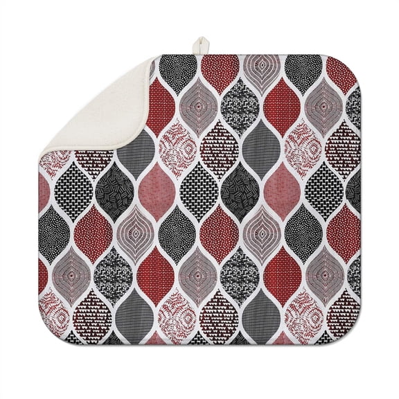 Bohemian Boho Kitchen Drying Mat - Super Absorbent Microfiber Dish Drying Pad with Boho Theme - Foldable Heat Resistant Countertop Mat for Dishes 18"x16"