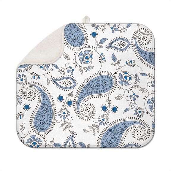 Bohemian Boho Kitchen Drying Mat - Super Absorbent Microfiber Dish Drying Pad with Boho Theme - Foldable Heat Resistant Countertop Mat for Dishes 18"x16"