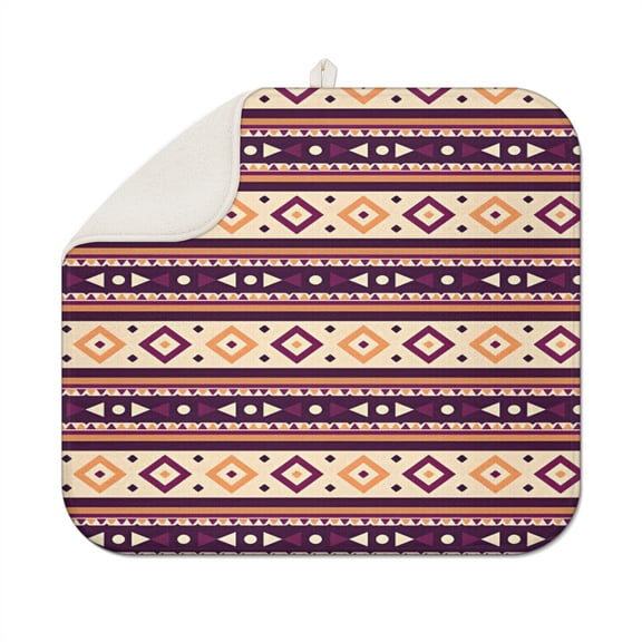 Bohemian Boho Kitchen Drying Mat - Super Absorbent Microfiber Dish Drying Pad with Boho Theme - Foldable Heat Resistant Countertop Mat for Dishes 18"x16"