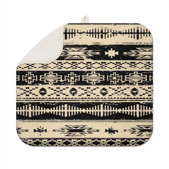 Bohemian Boho Kitchen Drying Mat - Super Absorbent Microfiber Dish Drying Pad with Boho Theme - Foldable Heat Resistant Countertop Mat for Dishes 18"x16"