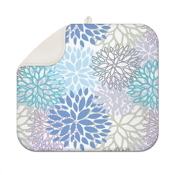 Bohemian Boho Kitchen Drying Mat - Super Absorbent Microfiber Dish Drying Pad with Boho Theme - Foldable Heat Resistant Countertop Mat for Dishes 18"x16"