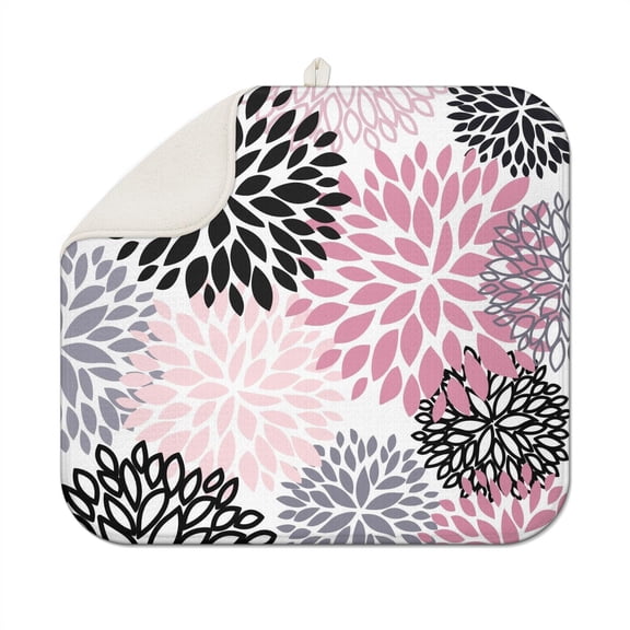 Bohemian Boho Kitchen Drying Mat - Super Absorbent Microfiber Dish Drying Pad with Boho Theme - Foldable Heat Resistant Countertop Mat for Dishes 18"x16"