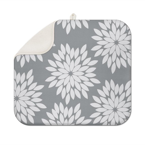 Bohemian Boho Kitchen Drying Mat - Super Absorbent Microfiber Dish Drying Pad with Boho Theme - Foldable Heat Resistant Countertop Mat for Dishes 18"x16"