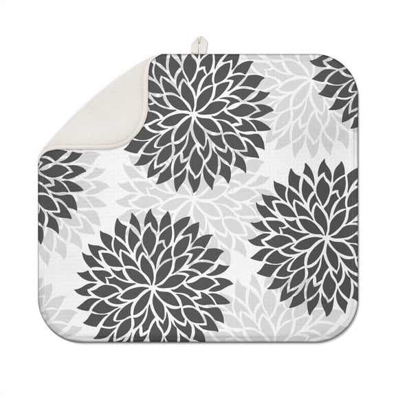Bohemian Boho Kitchen Drying Mat - Super Absorbent Microfiber Dish Drying Pad with Boho Theme - Foldable Heat Resistant Countertop Mat for Dishes 18"x16"