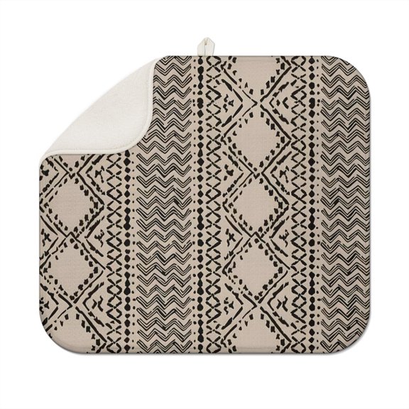 Bohemian Boho Kitchen Drying Mat - Super Absorbent Microfiber Dish Drying Pad with Boho Theme - Foldable Heat Resistant Countertop Mat for Dishes 18"x16"