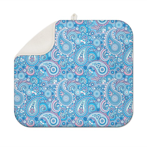 Bohemian Boho Kitchen Drying Mat - Super Absorbent Microfiber Dish Drying Pad with Boho Theme - Foldable Heat Resistant Countertop Mat for Dishes 18"x16"