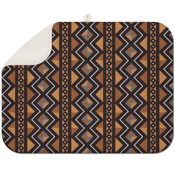 Bohemian Boho Kitchen Drying Mat - Super Absorbent Microfiber Dish Drying Pad with Boho Theme - Foldable Heat Resistant Countertop Mat for Dishes 18"x24"