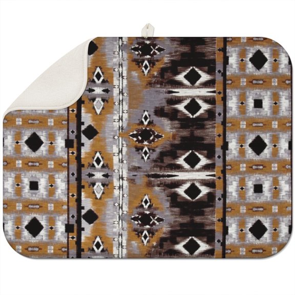 Bohemian Boho Kitchen Drying Mat - Super Absorbent Microfiber Dish Drying Pad with Boho Theme - Foldable Heat Resistant Countertop Mat for Dishes 18"x24"