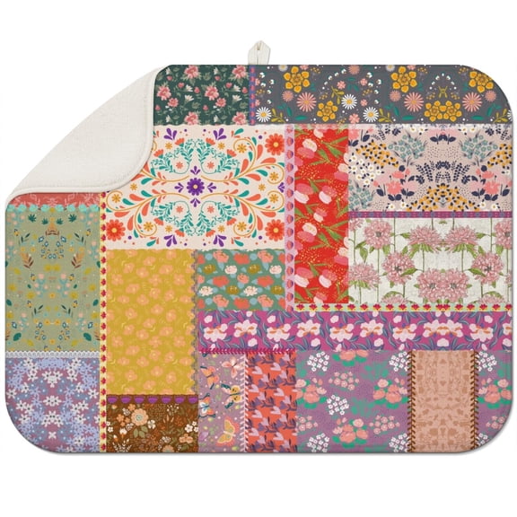 Bohemian Boho Kitchen Drying Mat - Super Absorbent Microfiber Dish Drying Pad with Boho Theme - Foldable Heat Resistant Countertop Mat for Dishes 18"x24"