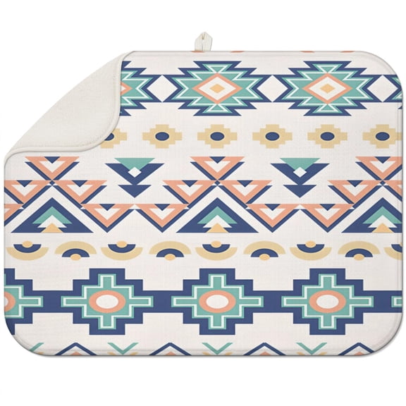 Bohemian Boho Kitchen Drying Mat - Super Absorbent Microfiber Dish Drying Pad with Boho Theme - Foldable Heat Resistant Countertop Mat for Dishes 18"x24"