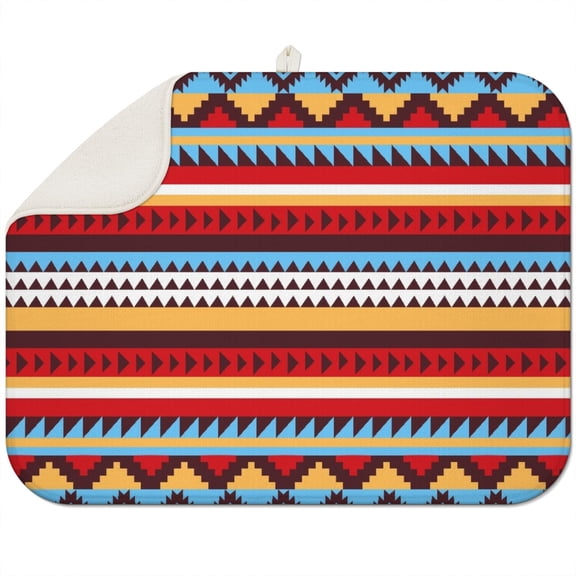 Bohemian Boho Kitchen Drying Mat - Super Absorbent Microfiber Dish Drying Pad with Boho Theme - Foldable Heat Resistant Countertop Mat for Dishes 18"x24"